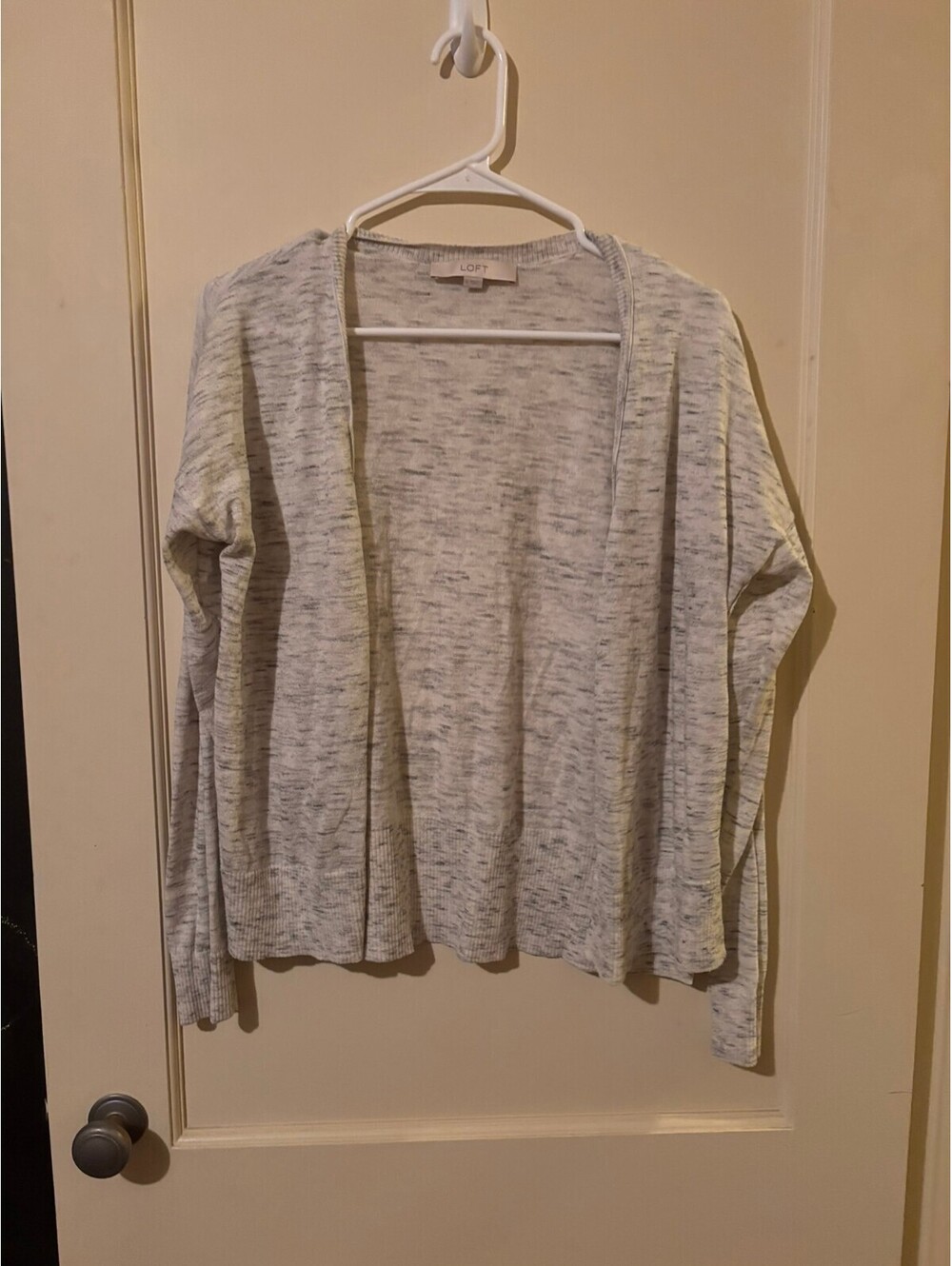 LOFT Women's Medium Light Gray Open Front Cardigan Sweater